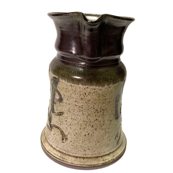 ROBERTSON ART POTTERY BROWN PITCHER JUG GLAZED SPECKLED SIGNED LARGE 7.5"H - Picture 2 of 7